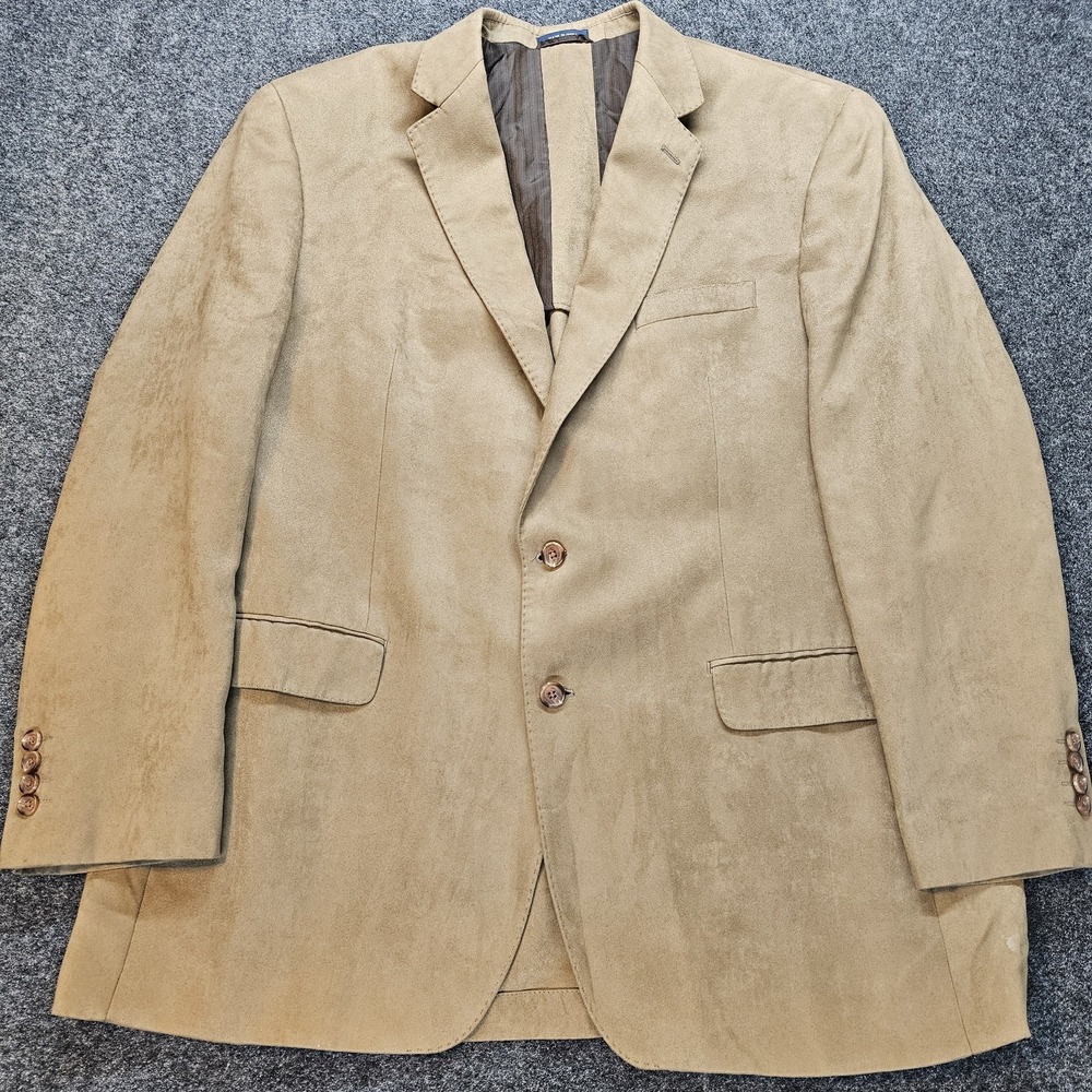 Ralph Lauren 48L Tan Faux Suede Sport Coat Blazer Business Casual 2 Button Long